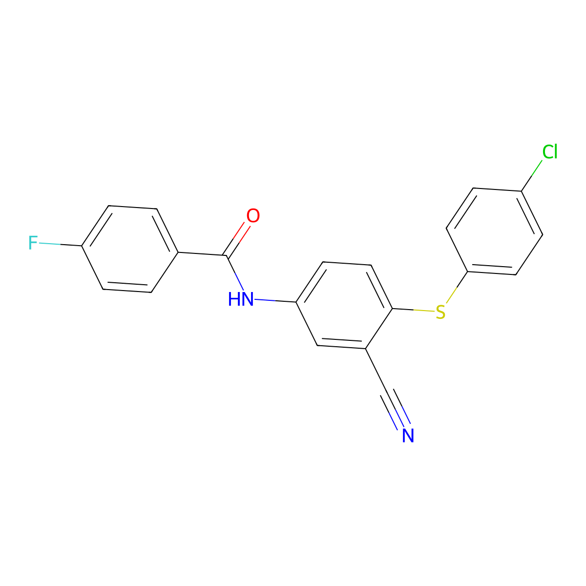 N-{4-[(4-chlorophenyl)sulfanyl]-3-cyanophenyl}-4-fluorobenzenecarboxamide molecular structure, CAS 306980-47-2