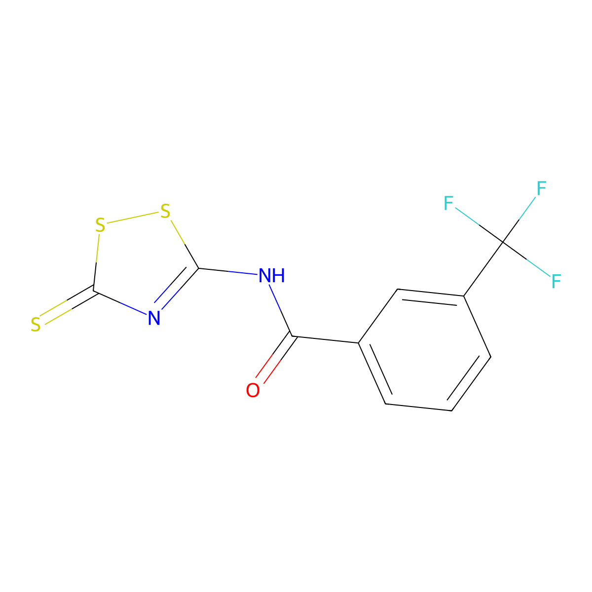 N-(3-thioxo-3H-1,2,4-dithiazol-5-yl)-3-(trifluoromethyl)benzenecarboxamide molecular structure, CAS 306980-51-8