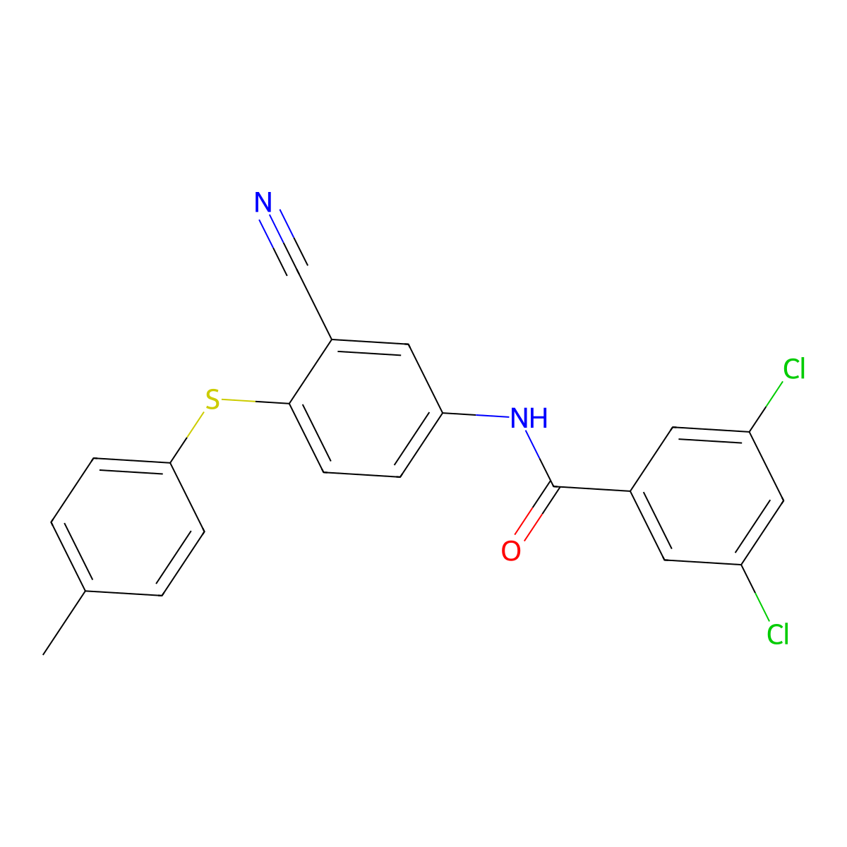 3,5-dichloro-N-{3-cyano-4-[(4-methylphenyl)sulfanyl]phenyl}benzenecarboxamide molecular structure, CAS 306980-63-2
