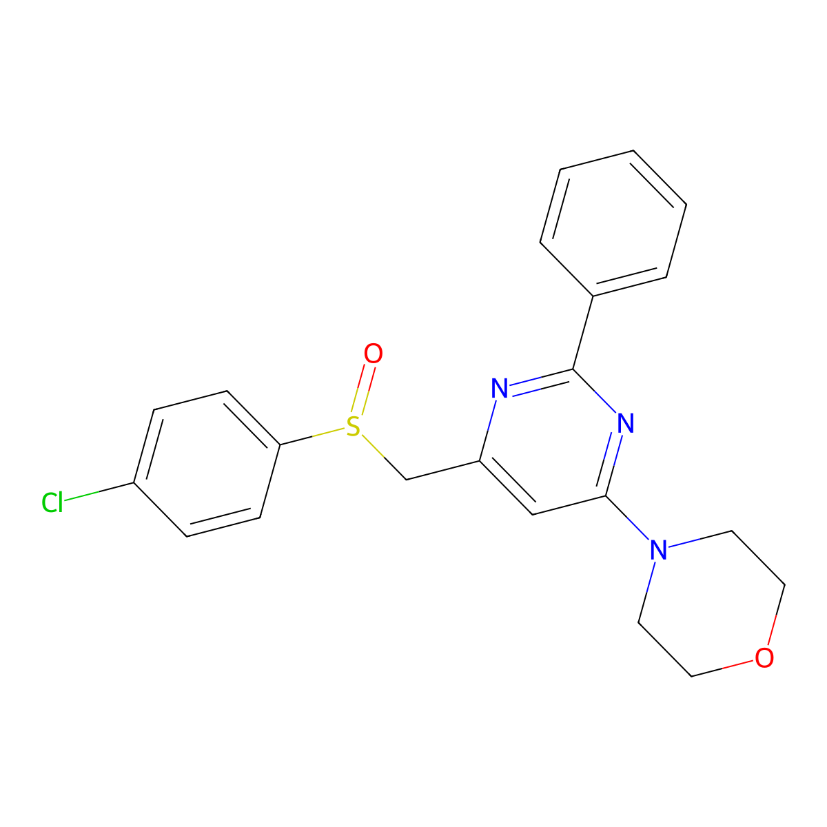 4-[6-[(4-Chlorophenyl)sulfinylmethyl]-2-phenylpyrimidin-4-yl]morpholine molecular structure, CAS 306980-67-6