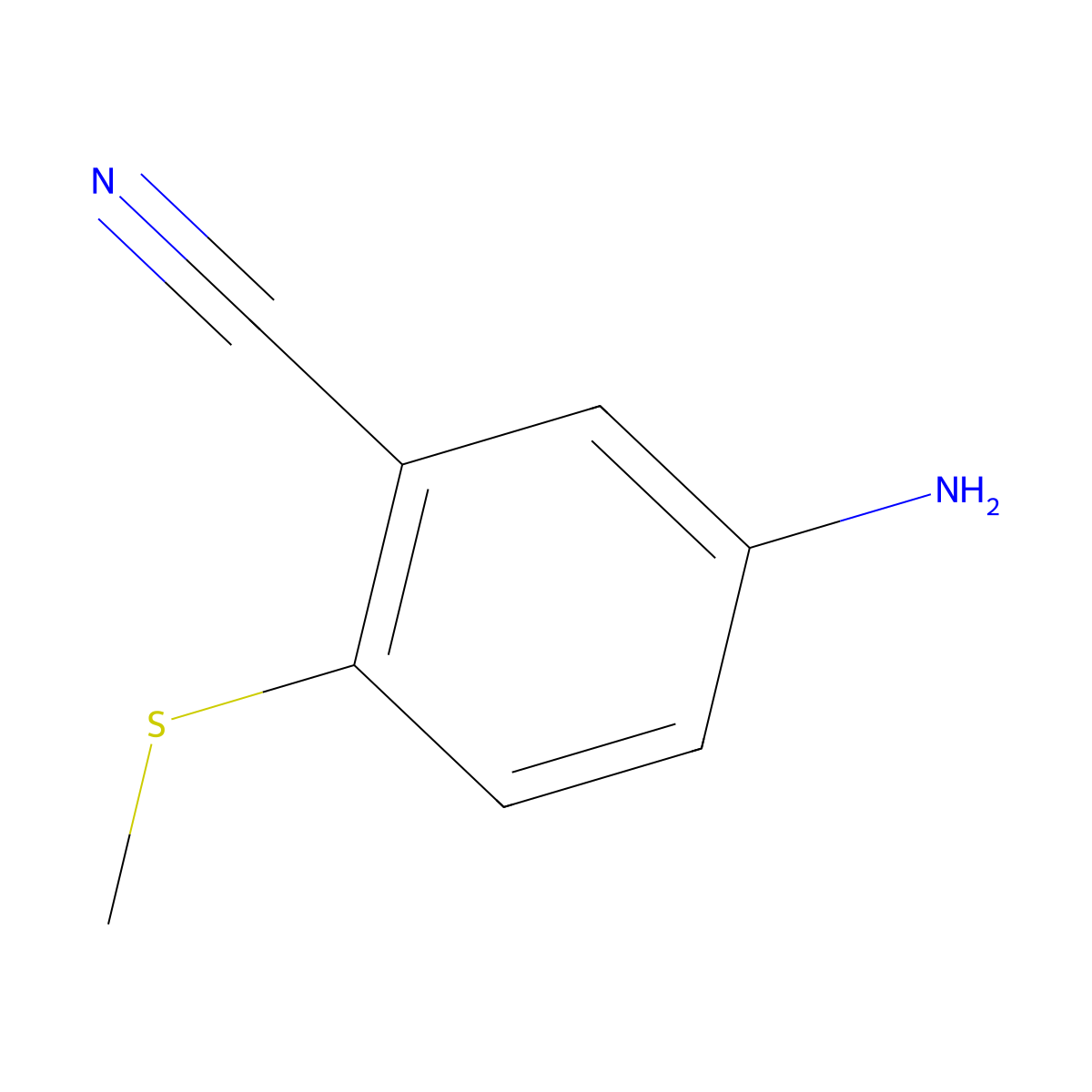 5-Amino-2-(methylsulfanyl)benzonitrile molecular structure, CAS 306980-70-1