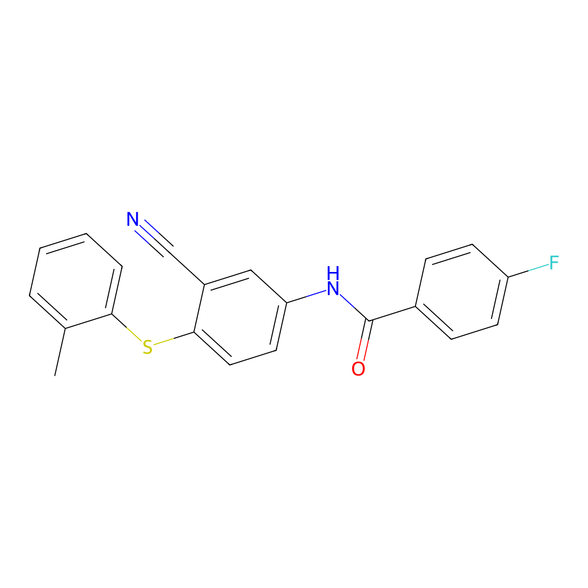 N-{3-cyano-4-[(2-methylphenyl)sulfanyl]phenyl}-4-fluorobenzenecarboxamide molecular structure, CAS 306980-73-4