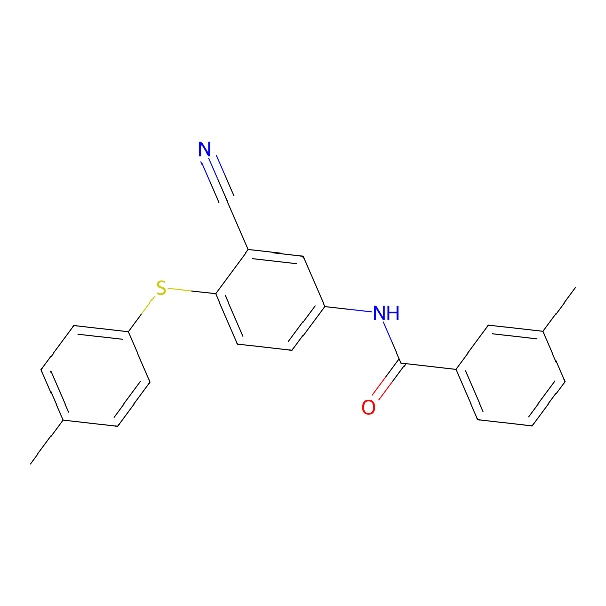 N-{3-cyano-4-[(4-methylphenyl)sulfanyl]phenyl}-3-methylbenzenecarboxamide molecular structure, CAS 306980-79-0