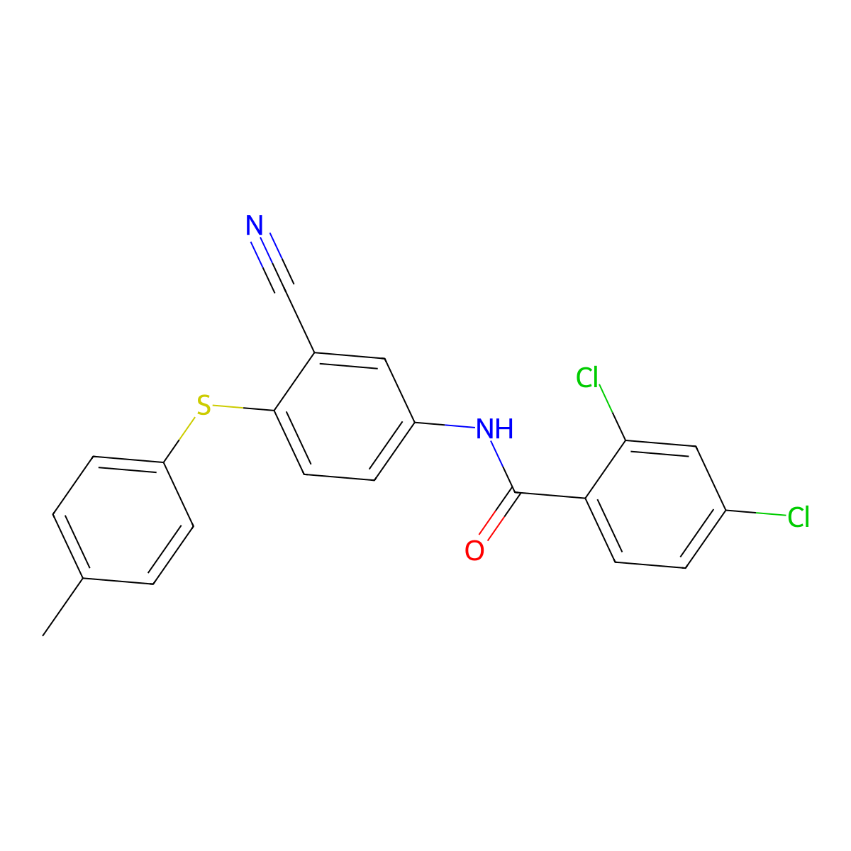 2,4-dichloro-N-{3-cyano-4-[(4-methylphenyl)sulfanyl]phenyl}benzenecarboxamide molecular structure, CAS 306980-80-3