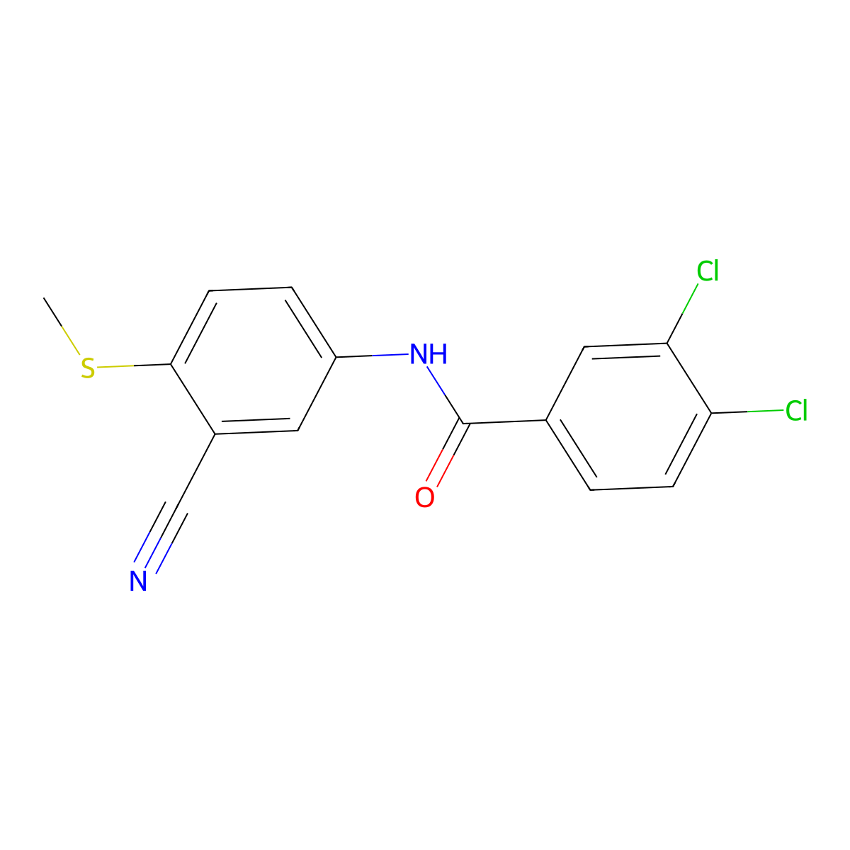 3,4-Dichloro-N-(3-cyano-4-(methylsulfanyl)phenyl)benzenecarboxamide molecular structure, CAS 306980-81-4