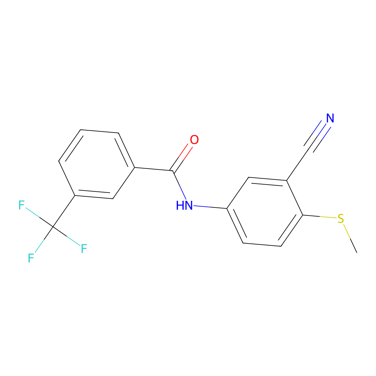 N-[3-cyano-4-(methylsulfanyl)phenyl]-3-(trifluoromethyl)benzenecarboxamide molecular structure, CAS 306980-85-8