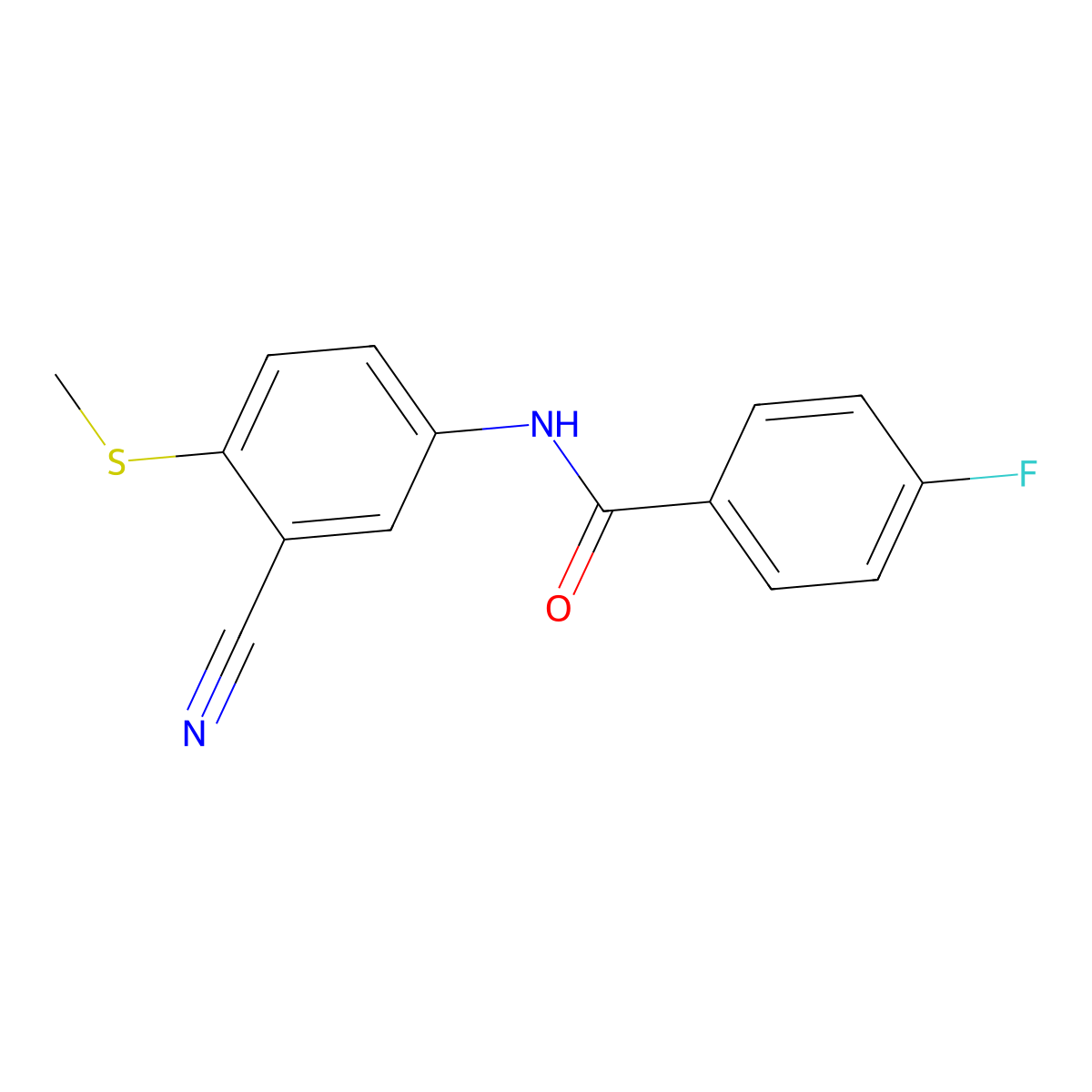 N-[3-cyano-4-(methylsulfanyl)phenyl]-4-fluorobenzenecarboxamide molecular structure, CAS 306980-86-9
