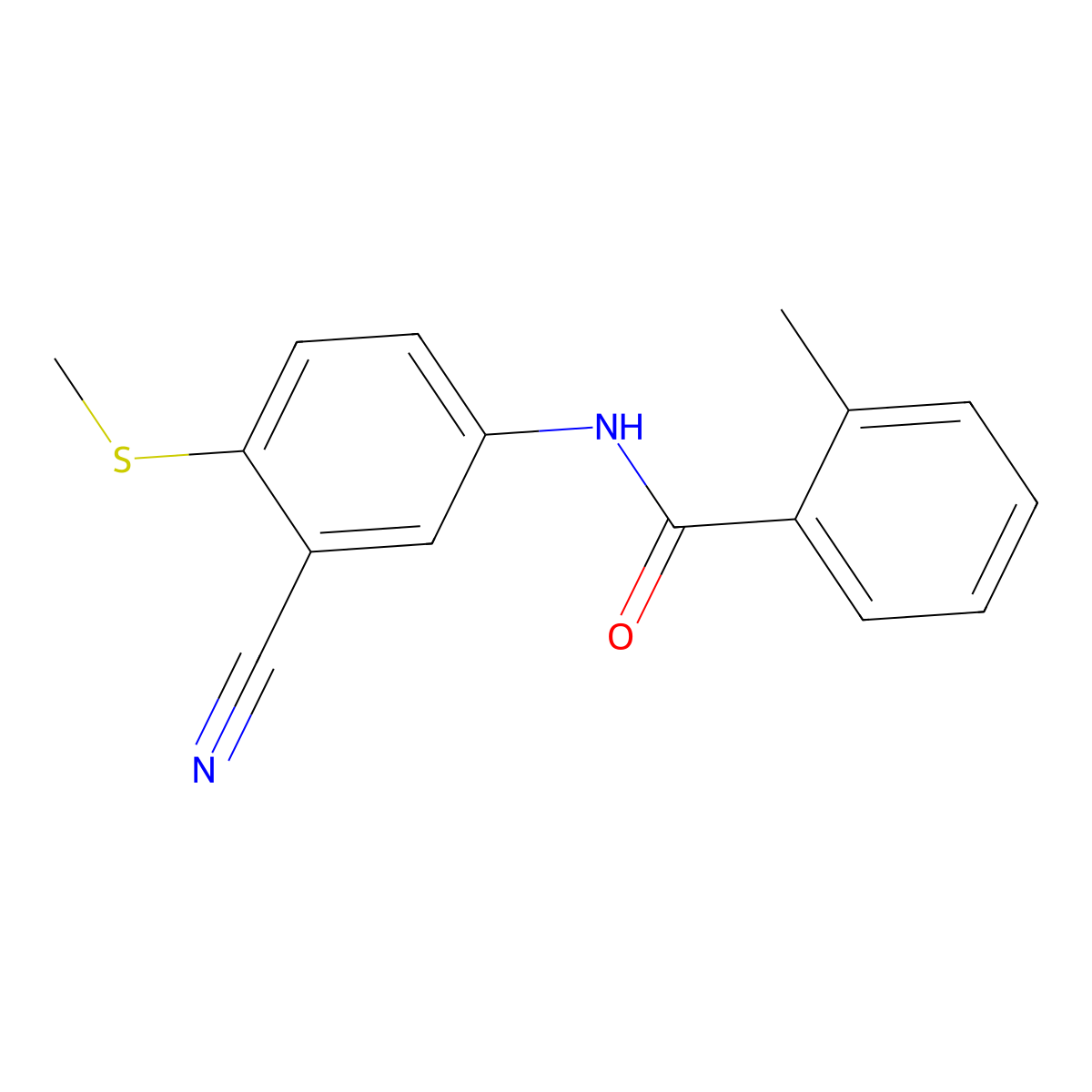 N-[3-cyano-4-(methylsulfanyl)phenyl]-2-methylbenzenecarboxamide molecular structure, CAS 306980-87-0