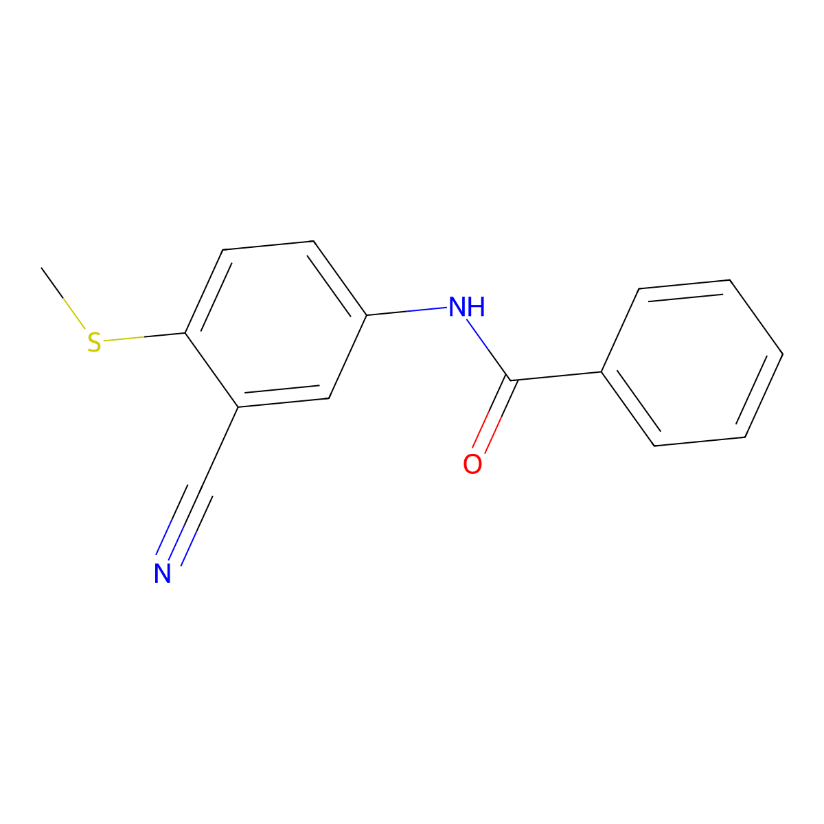 N-[3-cyano-4-(methylsulfanyl)phenyl]benzenecarboxamide molecular structure, CAS 306980-89-2