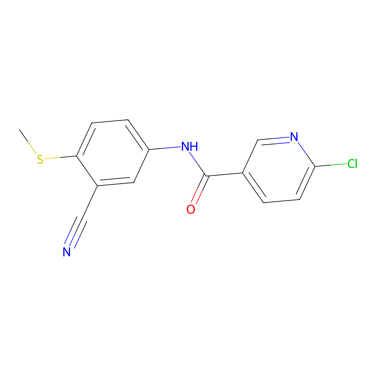 6-chloro-N-[3-cyano-4-(methylsulfanyl)phenyl]nicotinamide molecular structure, CAS 306980-90-5