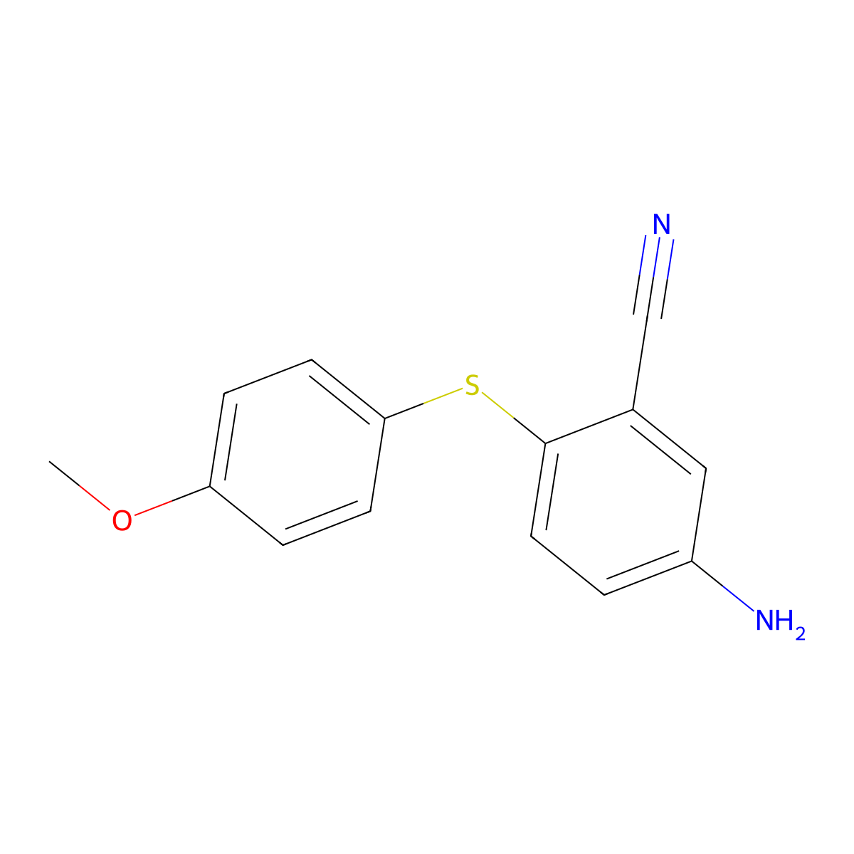 5-Amino-2-[(4-methoxyphenyl)sulfanyl]-benzenecarbonitrile molecular structure, CAS 306980-92-7