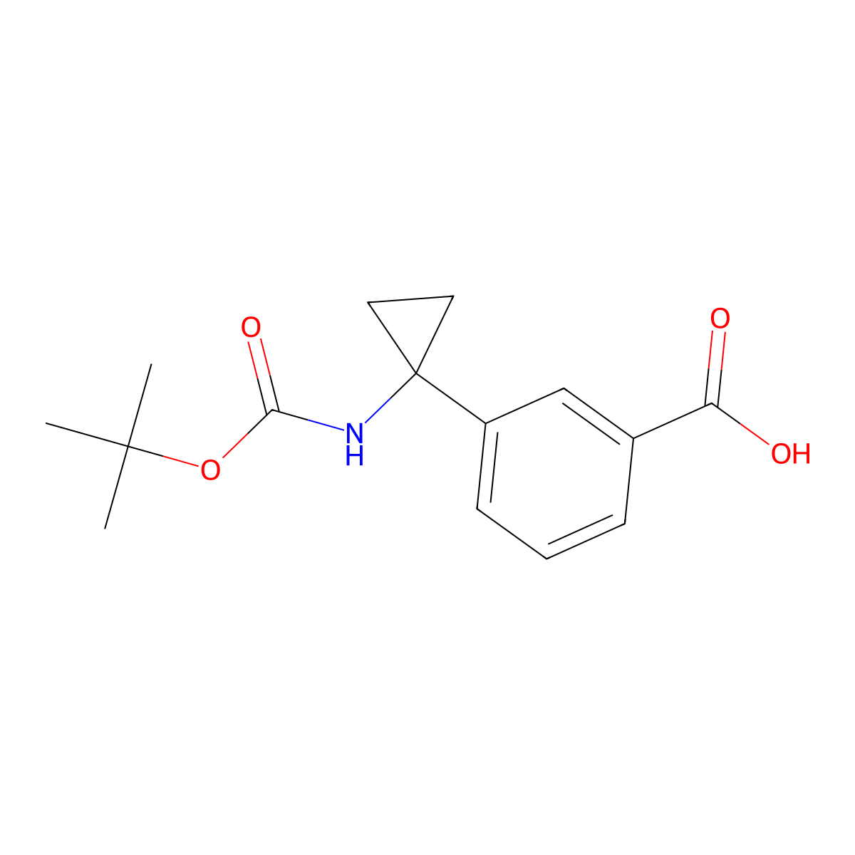 3-(1-((Tert-butoxycarbonyl)amino)cyclopropyl)benzoic acid molecular structure, CAS 3069881-81-5