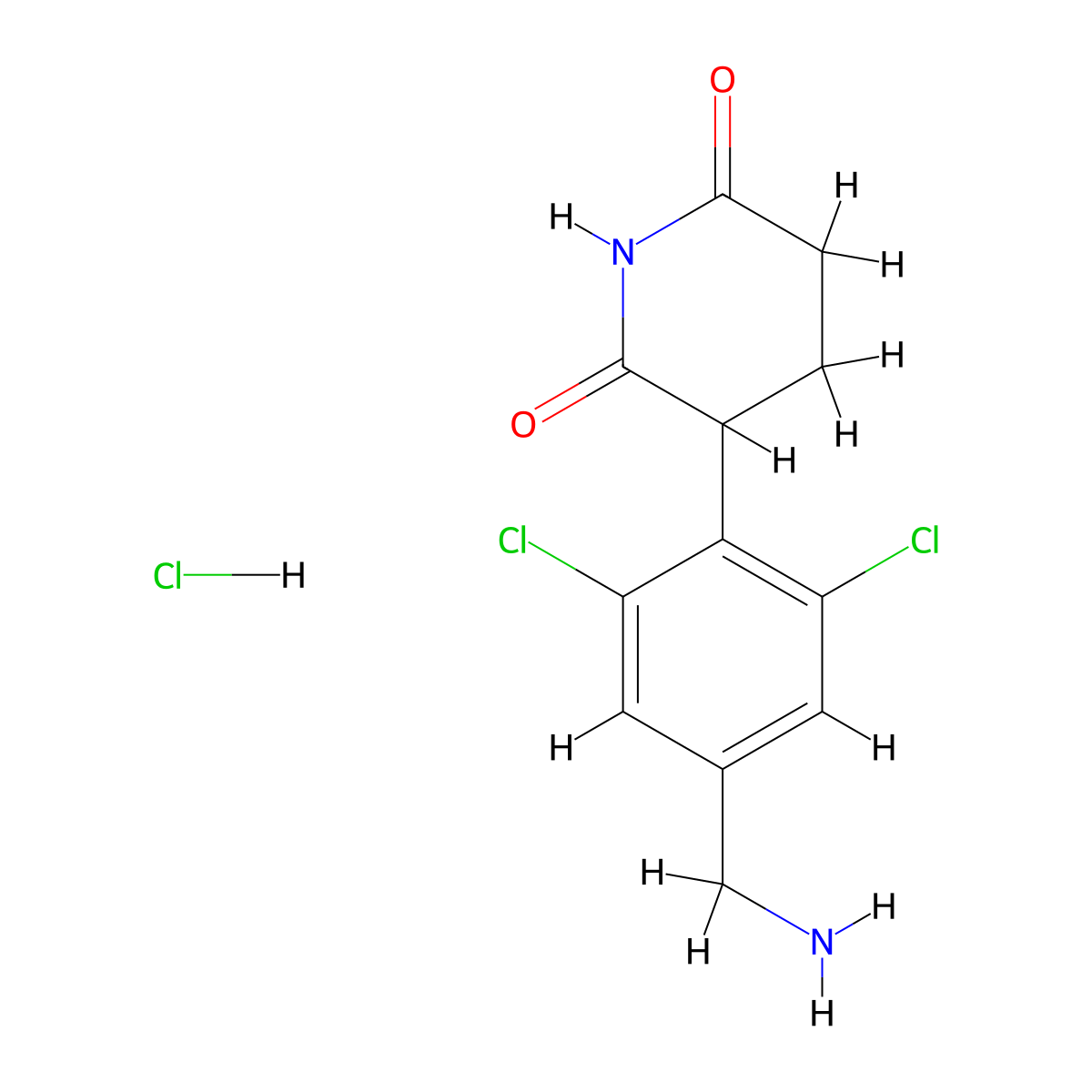 3-(4-(Aminomethyl)-2,6-dichlorophenyl)piperidine-2,6-dione hydrochloride molecular structure, CAS 3069895-40-2