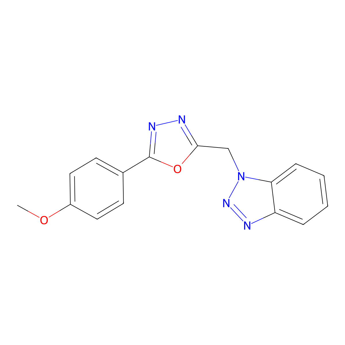 1-{[5-(4-Methoxyphenyl)-1,3,4-oxadiazol-2-yl]methyl}-1H-1,2,3-benzotriazole molecular structure, CAS 306990-71-6