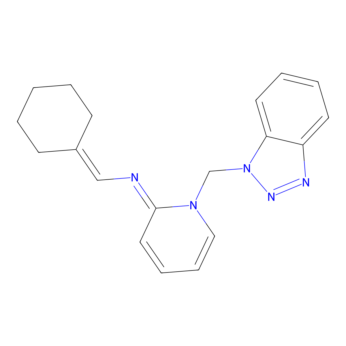 (2Z)-1-(1H-1,2,3-Benzotriazol-1-ylmethyl)-N-(cyclohexylidenemethyl)-1,2-dihydropyridin-2-imine molecular structure, CAS 306990-85-2