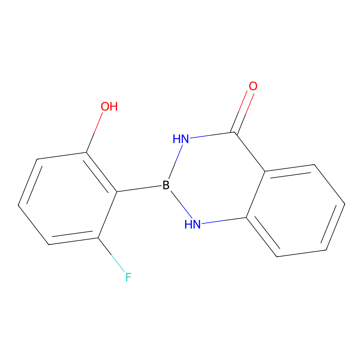 2-(2-Fluoro-6-hydroxyphenyl)-2,3-dihydrobenzo[d][1,3,2]diazaborinin-4(1H)-one molecular structure, CAS 3069978-39-5
