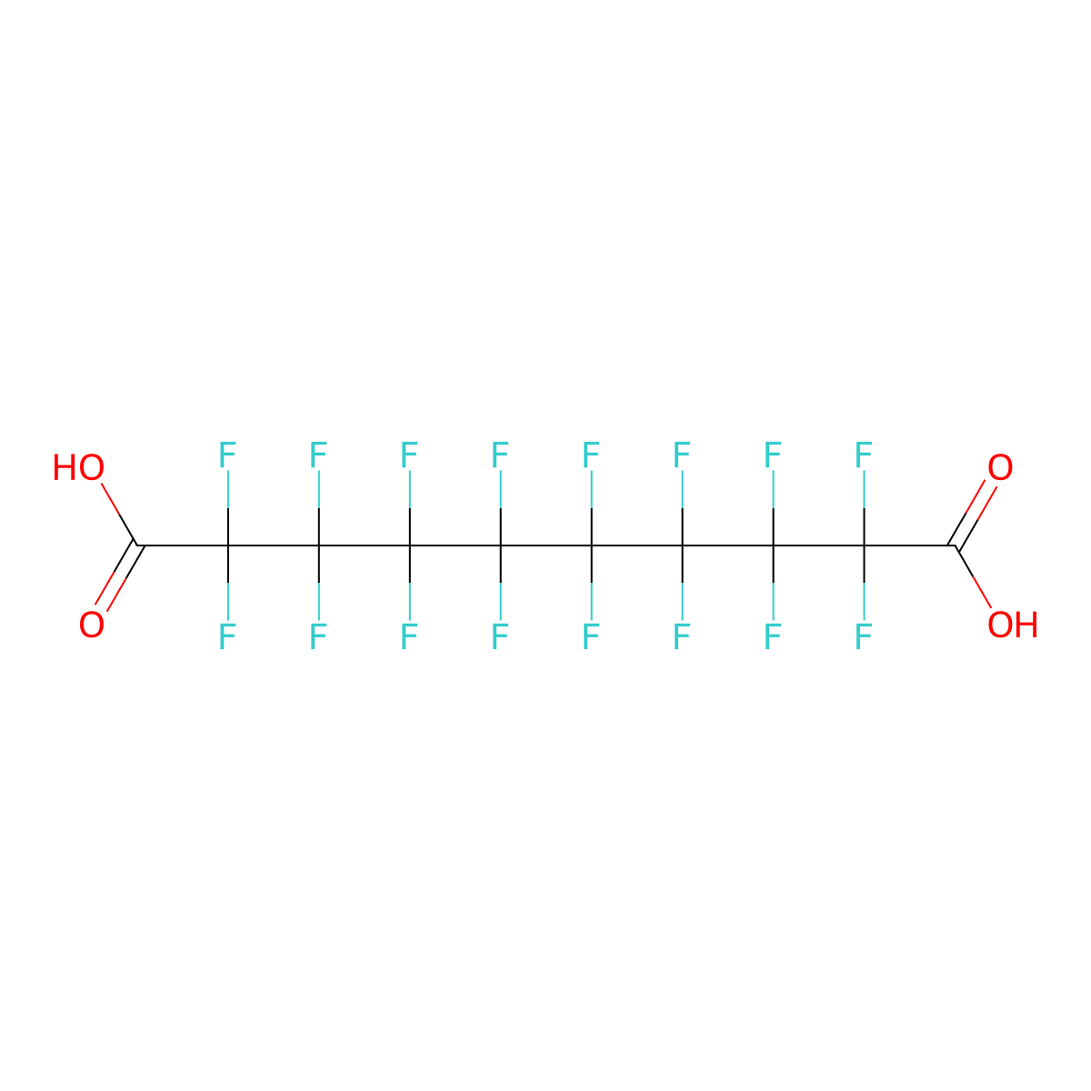2,2,3,3,4,4,5,5,6,6,7,7,8,8,9,9-Hexadecafluorodecanedioic acid molecular structure, CAS 307-78-8