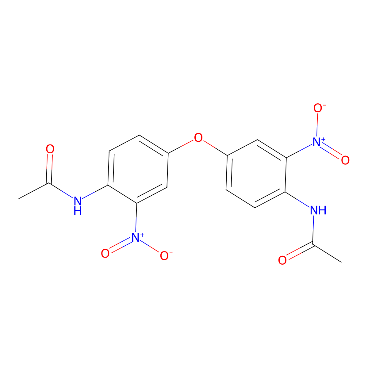 N-[4-(4-acetamido-3-nitrophenoxy)-2-nitrophenyl]acetamide molecular structure, CAS 3070-87-9