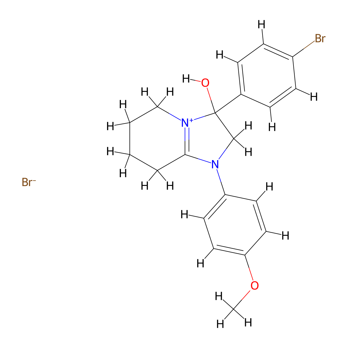 3-(4-Bromophenyl)-3-hydroxy-1-(4-methoxyphenyl)-2,3,5,6,7,8-hexahydroimidazo[1,2-a]pyridin-1-ium bromide molecular structure, CAS 3070227-85-6