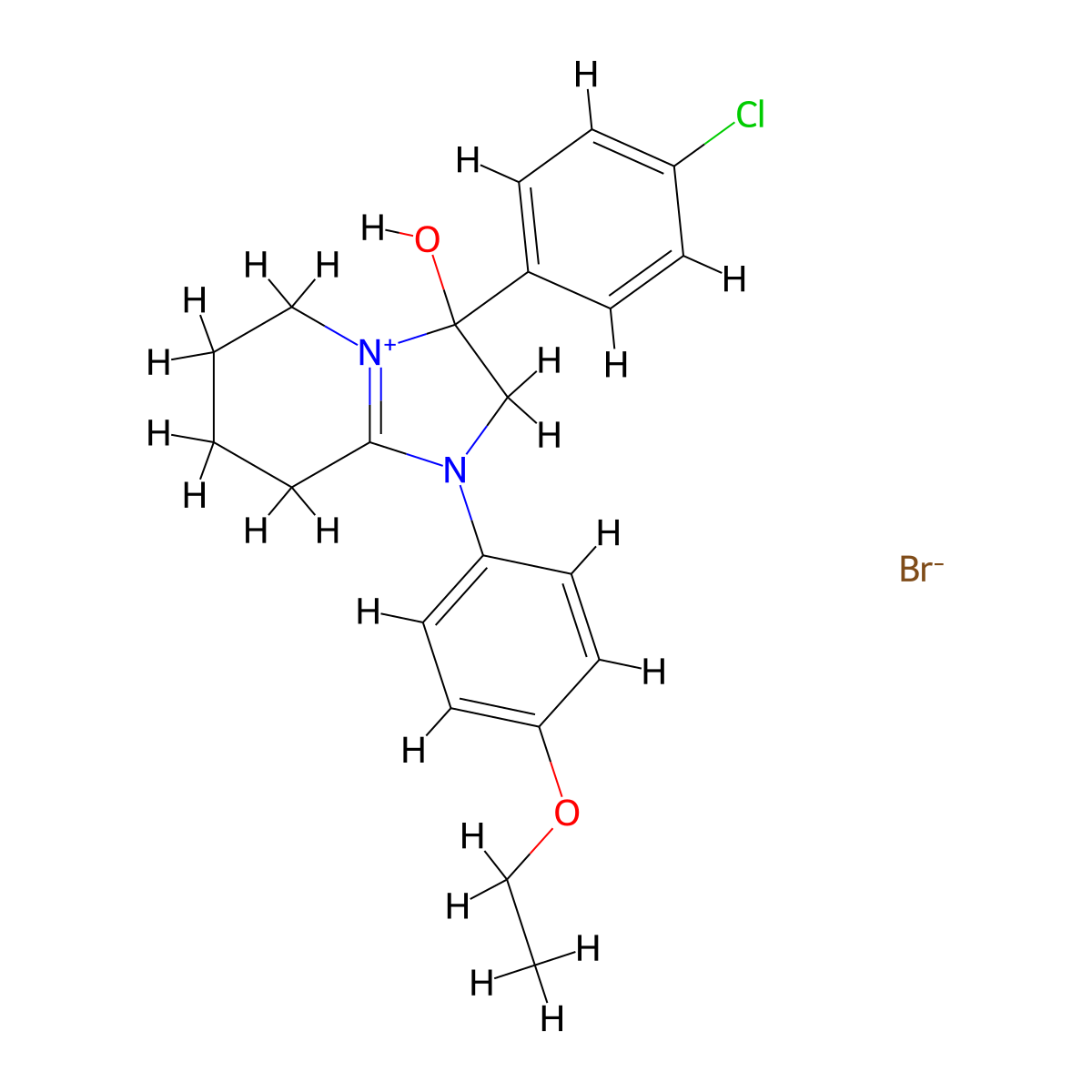 3-(4-Chlorophenyl)-1-(4-ethoxyphenyl)-3-hydroxy-2,3,5,6,7,8-hexahydroimidazo[1,2-a]pyridin-1-ium bromide molecular structure, CAS 3070227-91-4