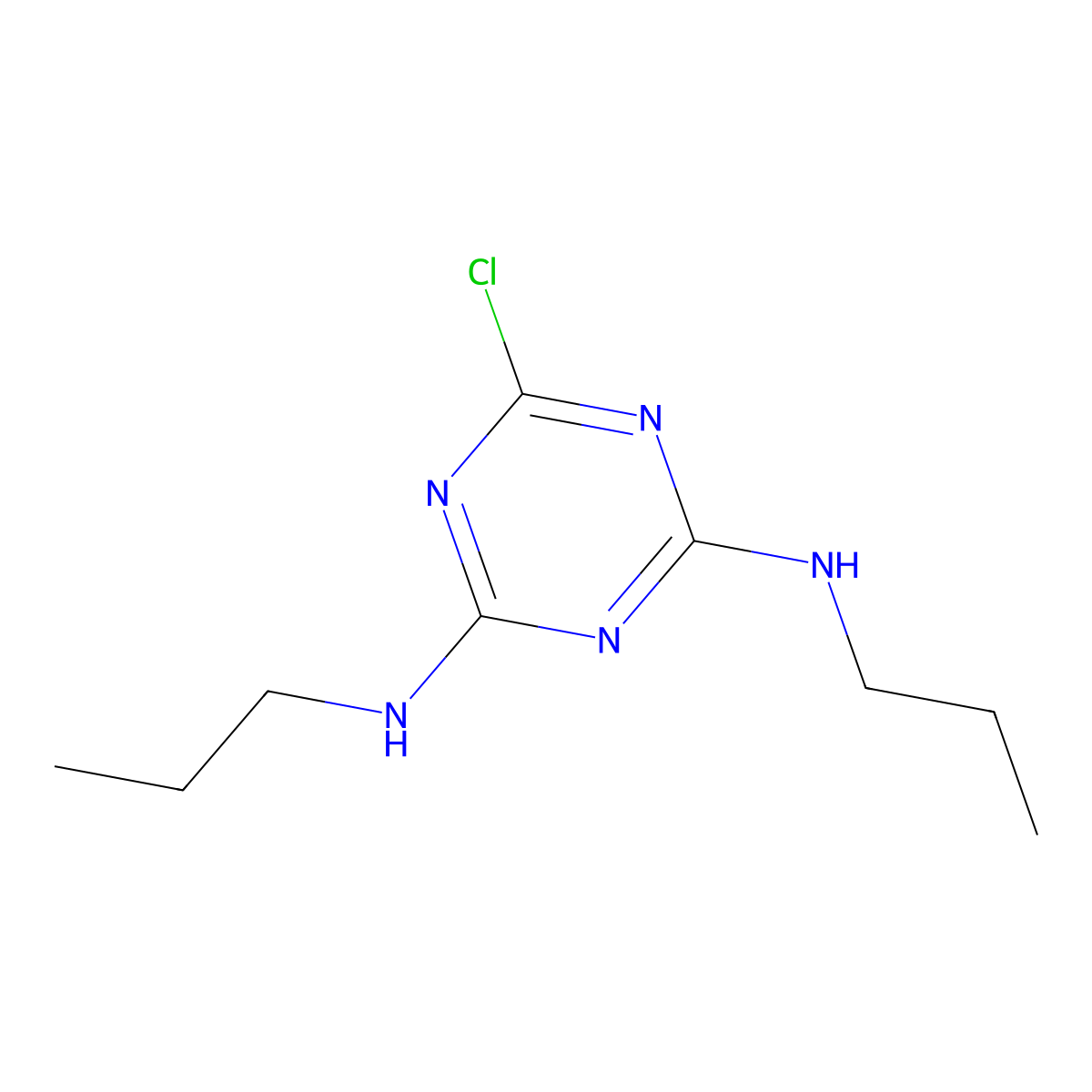 6-chloro-2-N,4-N-dipropyl-1,3,5-triazine-2,4-diamine molecular structure, CAS 3071-66-7