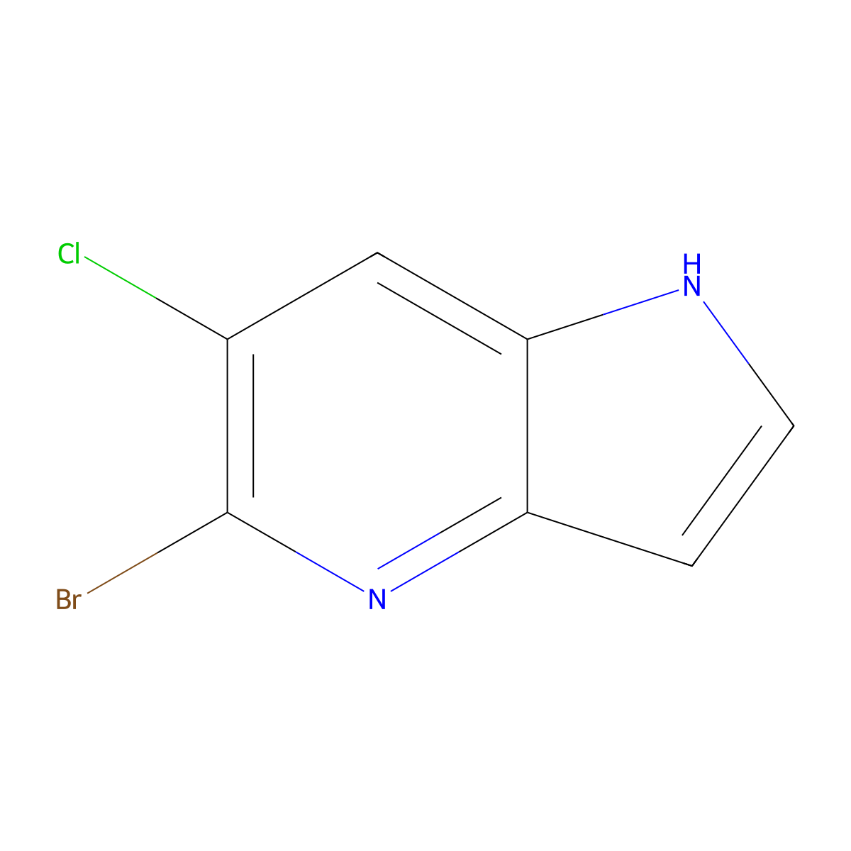 5-Bromo-6-chloro-1H-pyrrolo[3,2-b]pyridine molecular structure, CAS 3071035-11-2