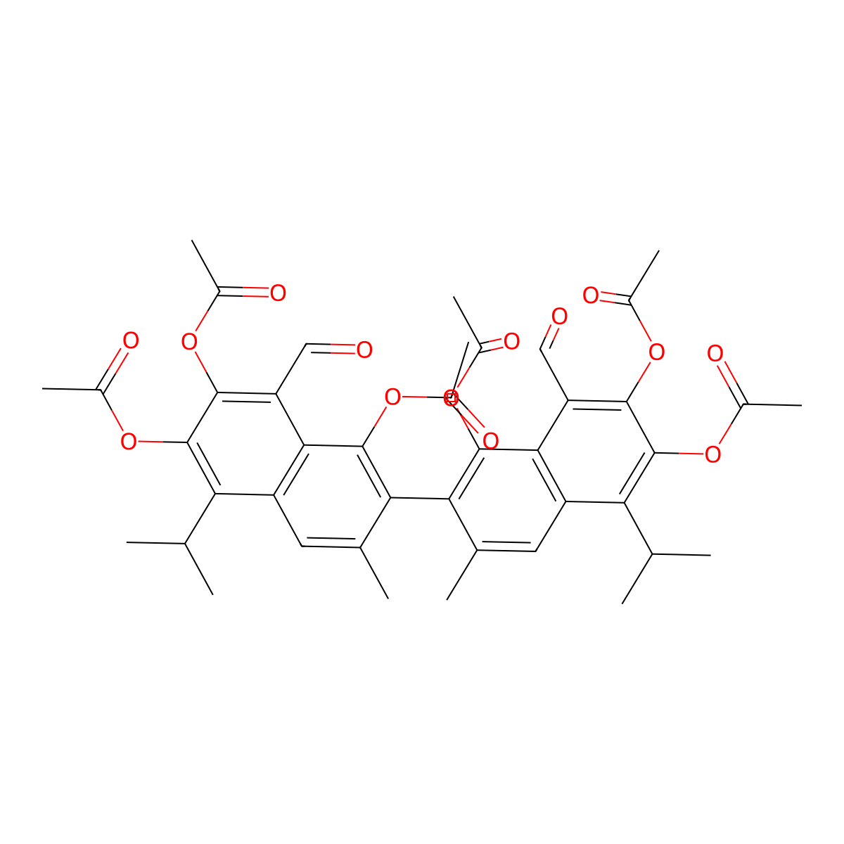 Gossypol hexaacetate molecular structure, CAS 30719-67-6