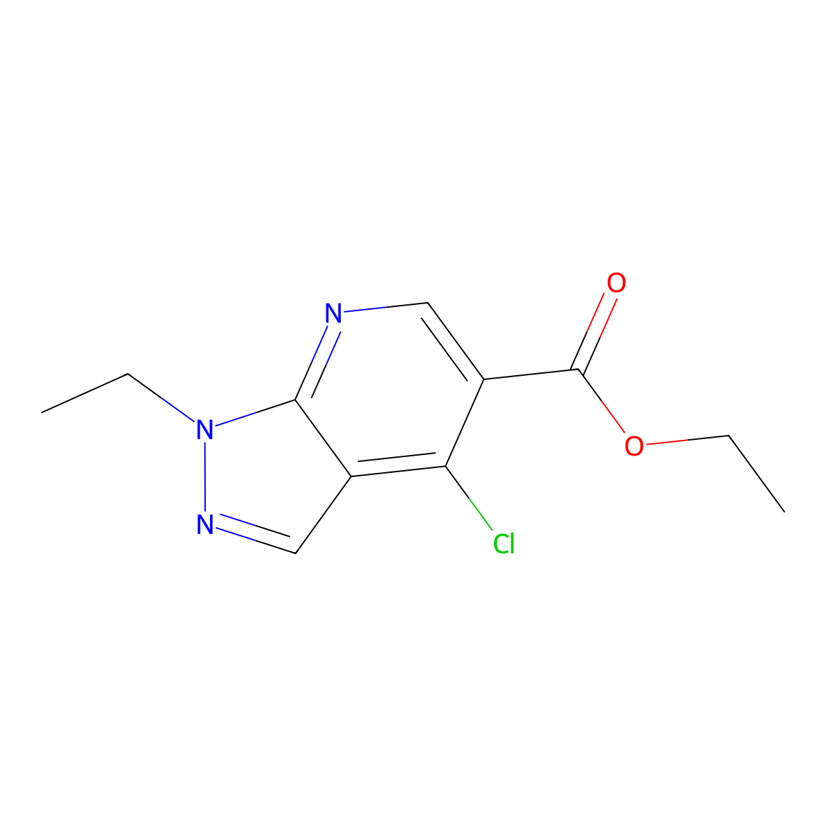ethyl 4-chloro-1-ethyl-1H-pyrazolo[3,4-b]pyridine-5-carboxylate molecular structure, CAS 30720-25-3