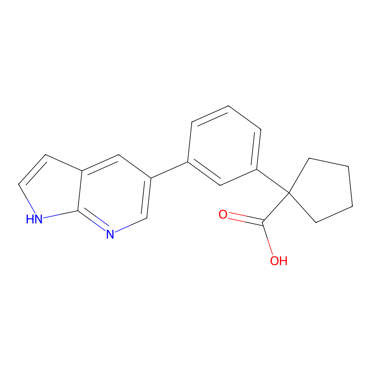 1-(3-{1H-pyrrolo[2,3-b]pyridin-5-yl}phenyl)cyclopentane-1-carboxylic acid molecular structure, CAS 3072398-99-0