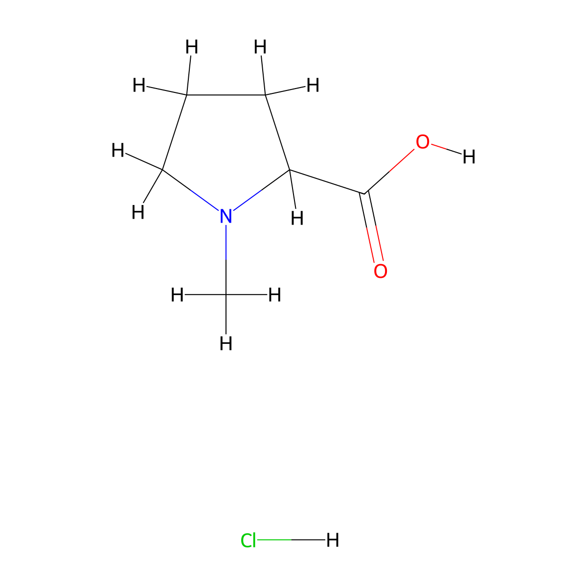 1-Methylpyrrolidine-2-carboxylic acid hydrochloride molecular structure, CAS 30727-22-1