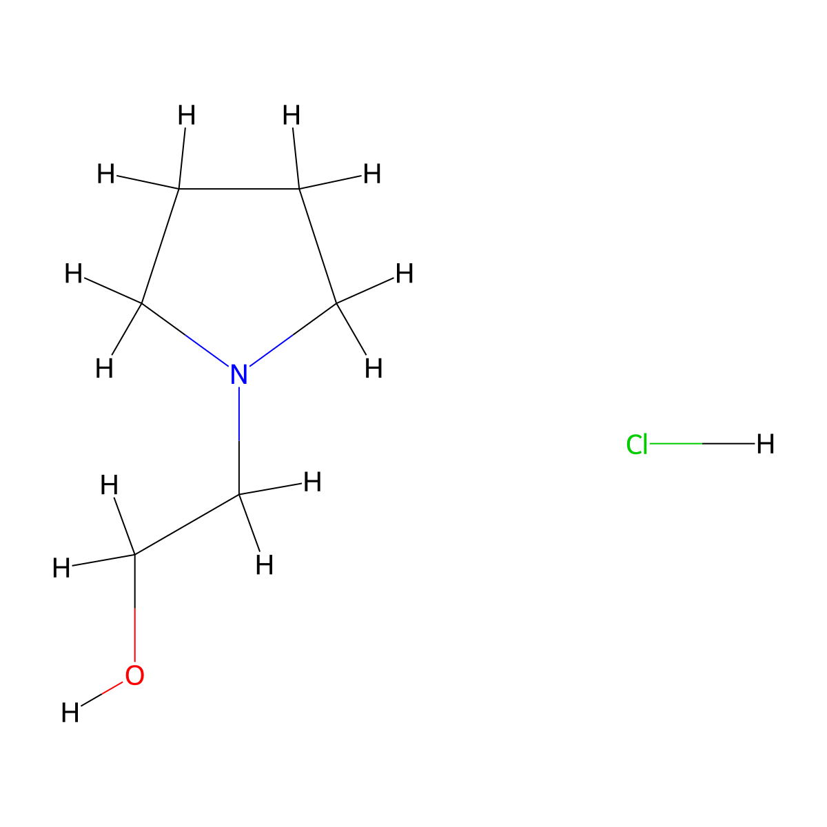 1-Pyrrolidineethanol, hydrochloride (1:1) molecular structure, CAS 30727-31-2