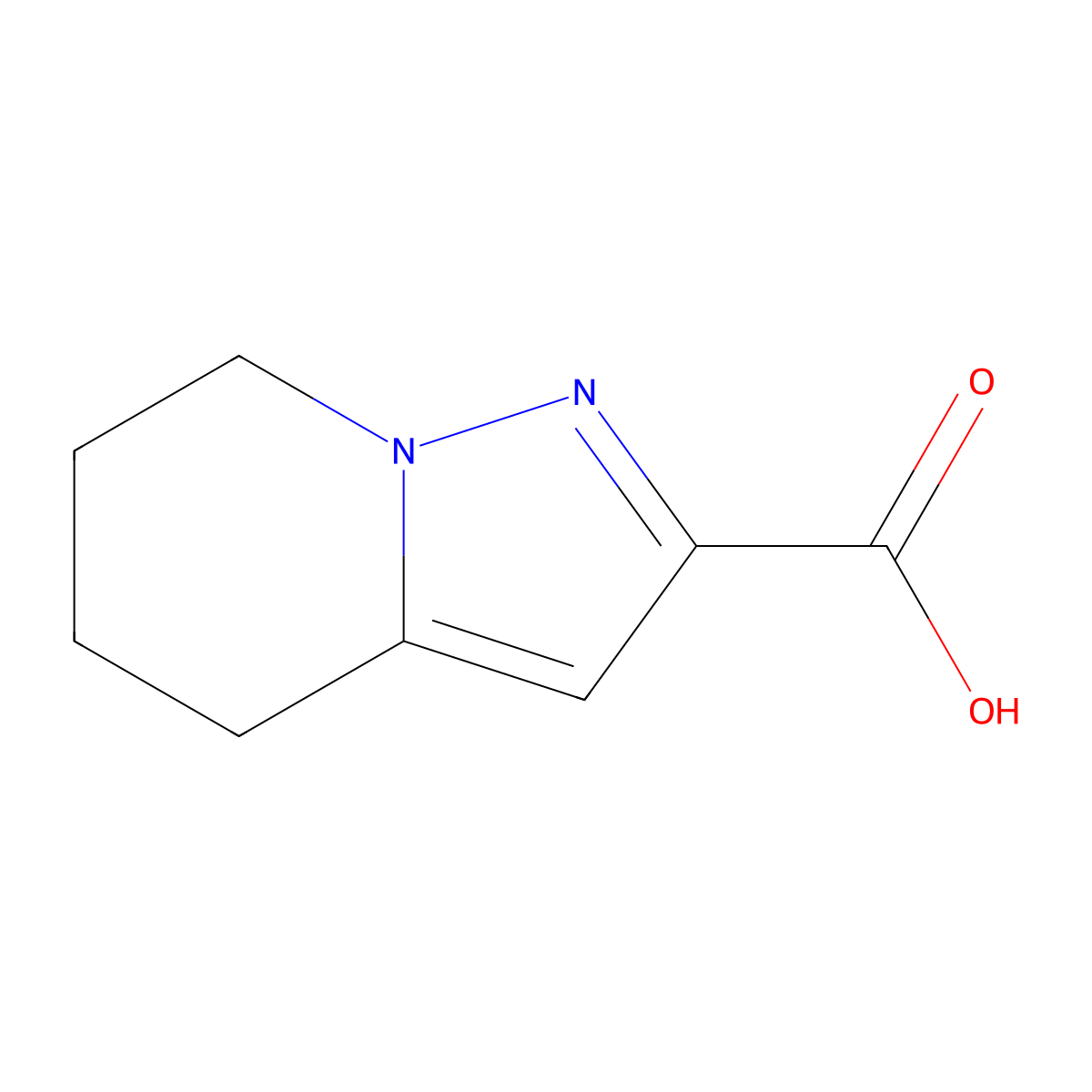 4H,5H,6H,7H-pyrazolo(1,5-a)pyridine-2-carboxylic acid molecular structure, CAS 307313-03-7