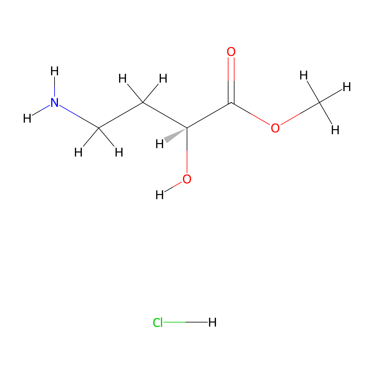 methyl (2S)-4-amino-2-hydroxy-butanoate hydrochloride molecular structure, CAS 307316-20-7