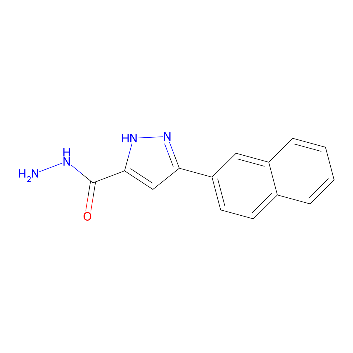 3-(naphthalen-2-yl)-1H-pyrazole-5-carbohydrazide molecular structure, CAS 307322-32-3