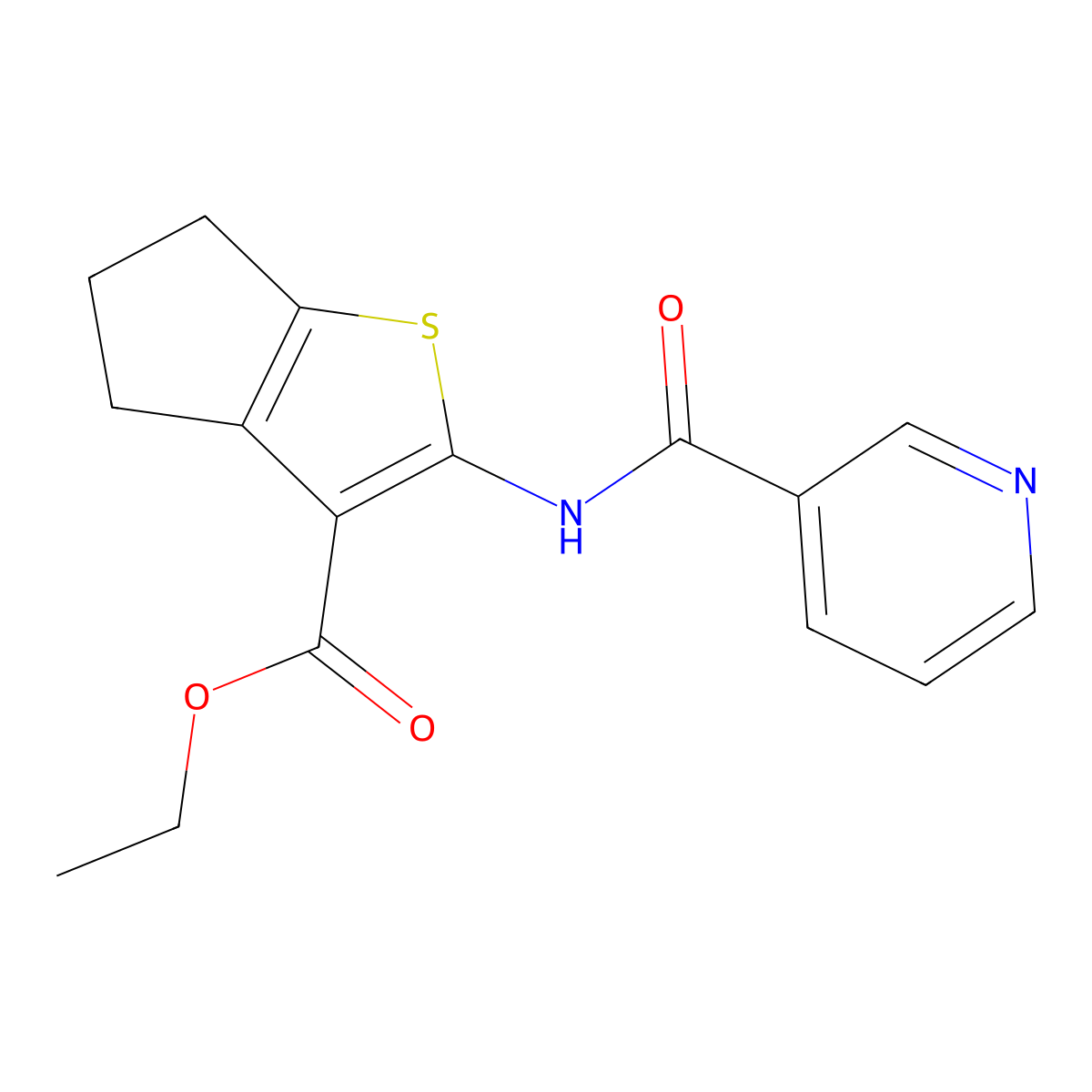 ethyl 2-(pyridine-3-carbonylamino)-5,6-dihydro-4H-cyclopenta[b]thiophene-3-carboxylate molecular structure, CAS 307324-69-2