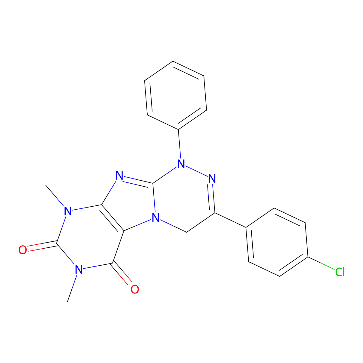 3-(4-chlorophenyl)-7,9-dimethyl-1-phenyl-7,9-dihydro-[1,2,4]triazino[3,4-f]purine-6,8(1H,4H)-dione molecular structure, CAS 307325-33-3