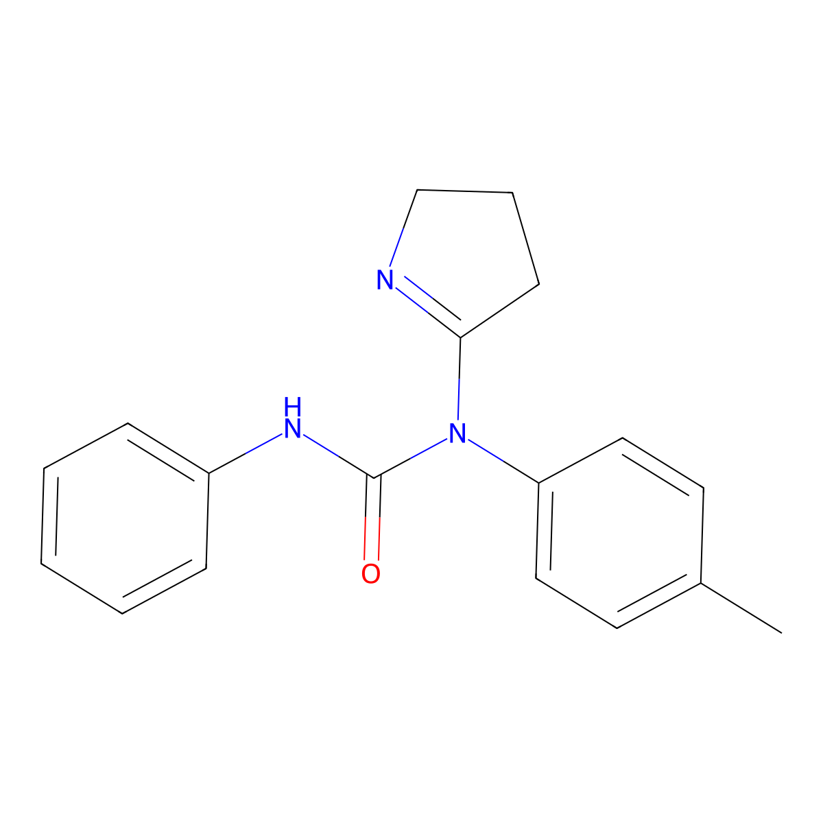 1-(3,4-dihydro-2H-pyrrol-5-yl)-1-(4-methylphenyl)-3-phenylurea molecular structure, CAS 307325-40-2