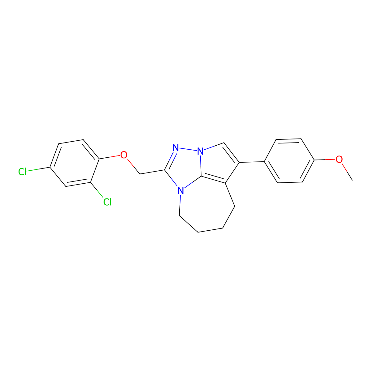 1-[(2,4-Dichlorophenoxy)methyl]-4-(4-methoxyphenyl)-5,6,7,8-tetrahydro-2,2a,8a-triazacyclopenta[cd]azulene molecular structure, CAS 307325-42-4