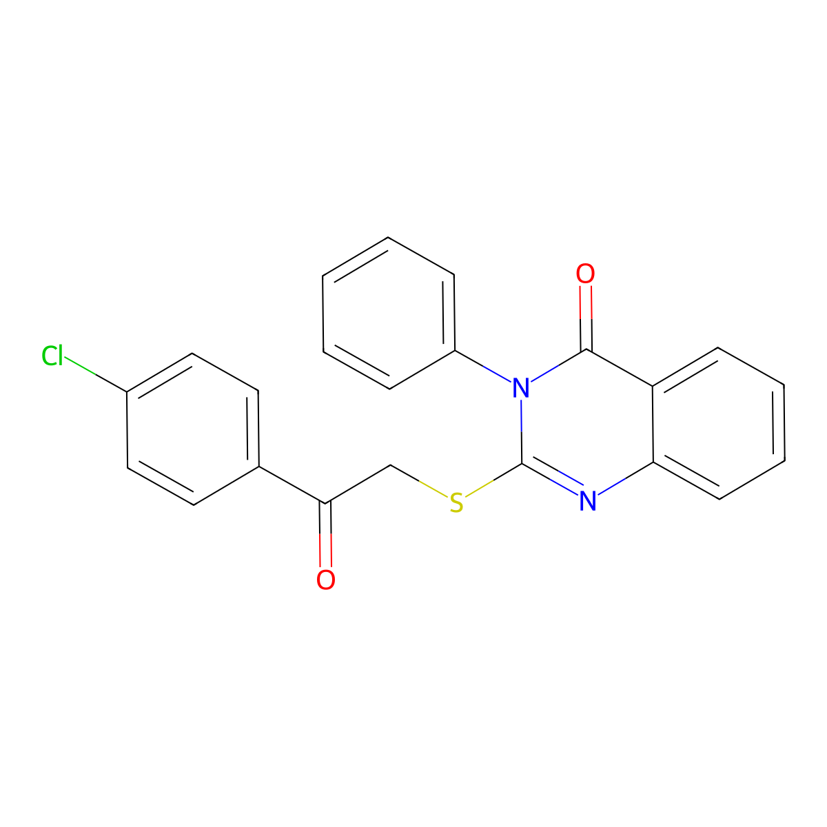 2-{[2-(4-chlorophenyl)-2-oxoethyl]thio}-3-phenyl-4(3H)-quinazolinone molecular structure, CAS 307325-55-9