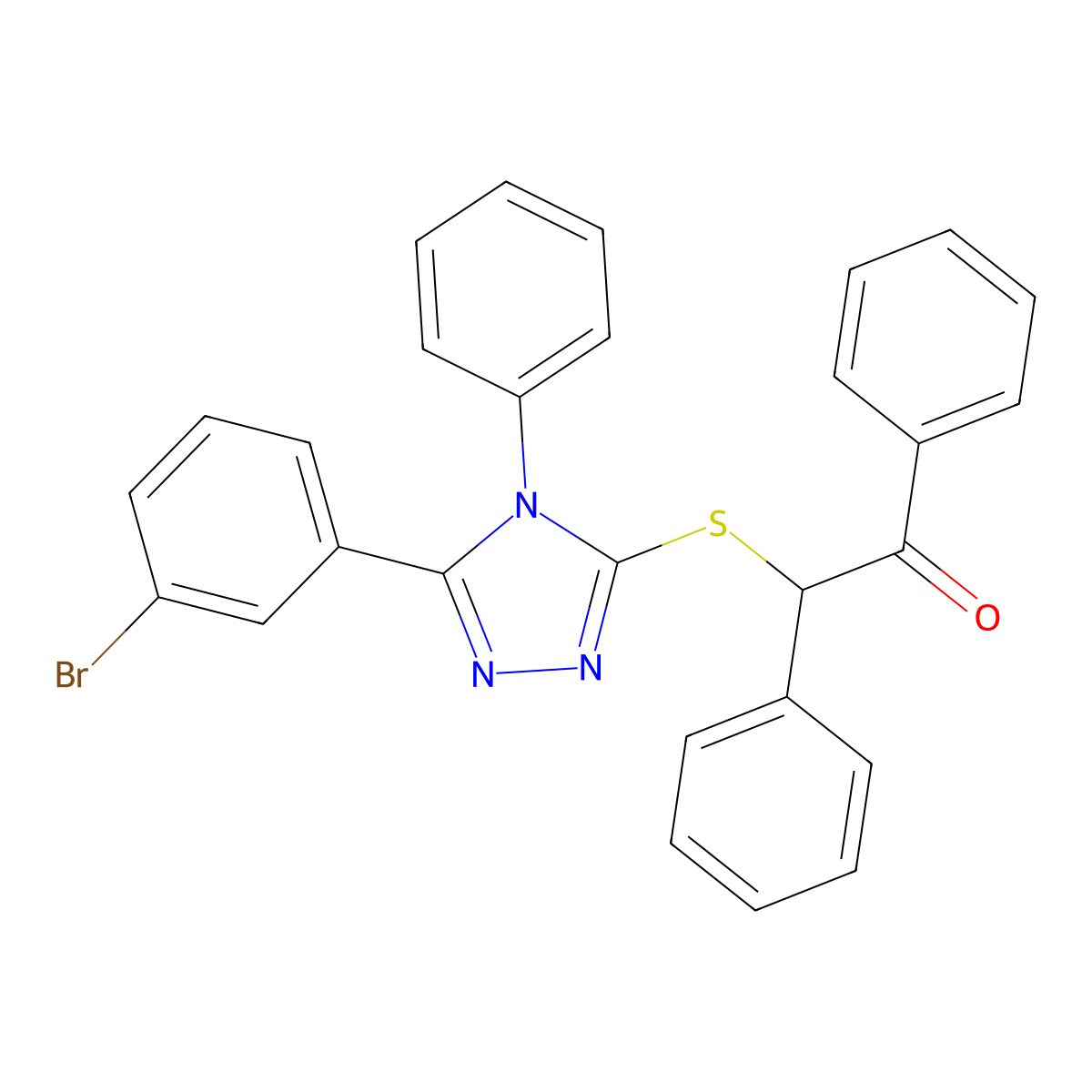 2-((5-(3-Bromophenyl)-4-phenyl-4H-1,2,4-triazol-3-YL)thio)-1,2-diphenylethanone molecular structure, CAS 307325-56-0