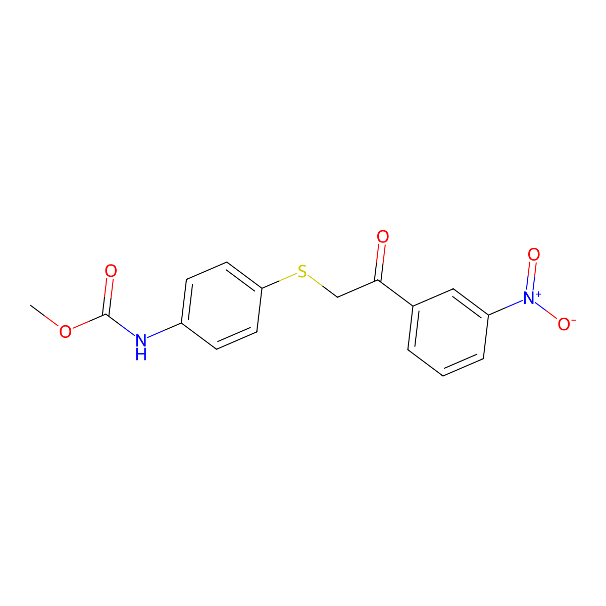 Methyl (4-((2-(3-nitrophenyl)-2-oxoethyl)thio)phenyl)carbamate molecular structure, CAS 307325-59-3