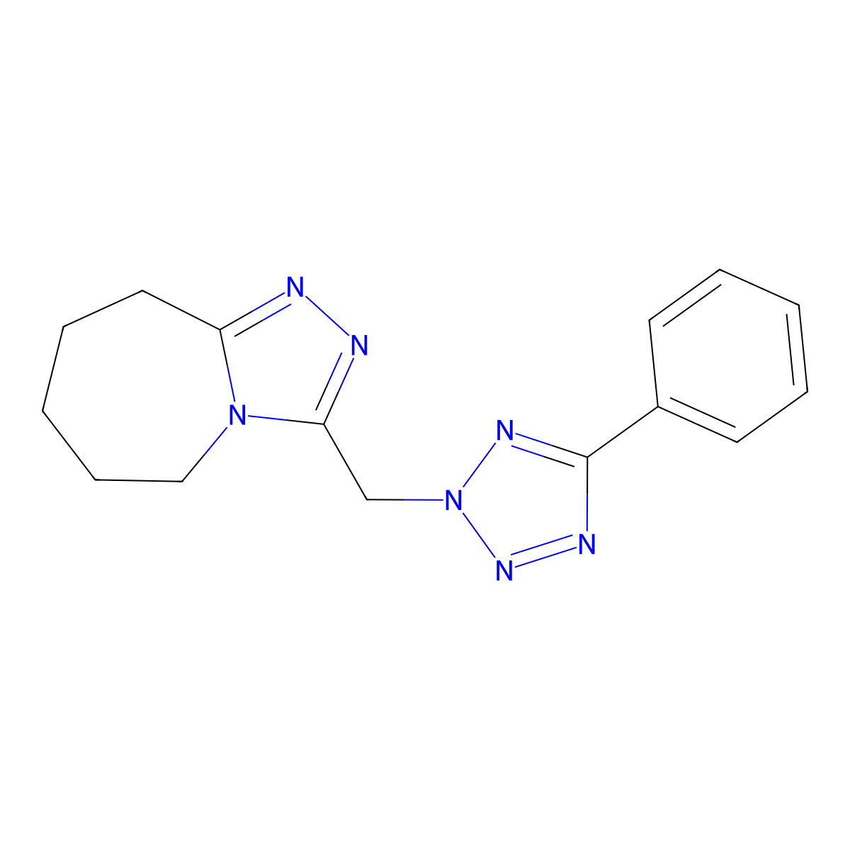 3-[(5-phenyl-2H-tetrazol-2-yl)methyl]-6,7,8,9-tetrahydro-5H-[1,2,4]triazolo[4,3-a]azepine molecular structure, CAS 307325-78-6