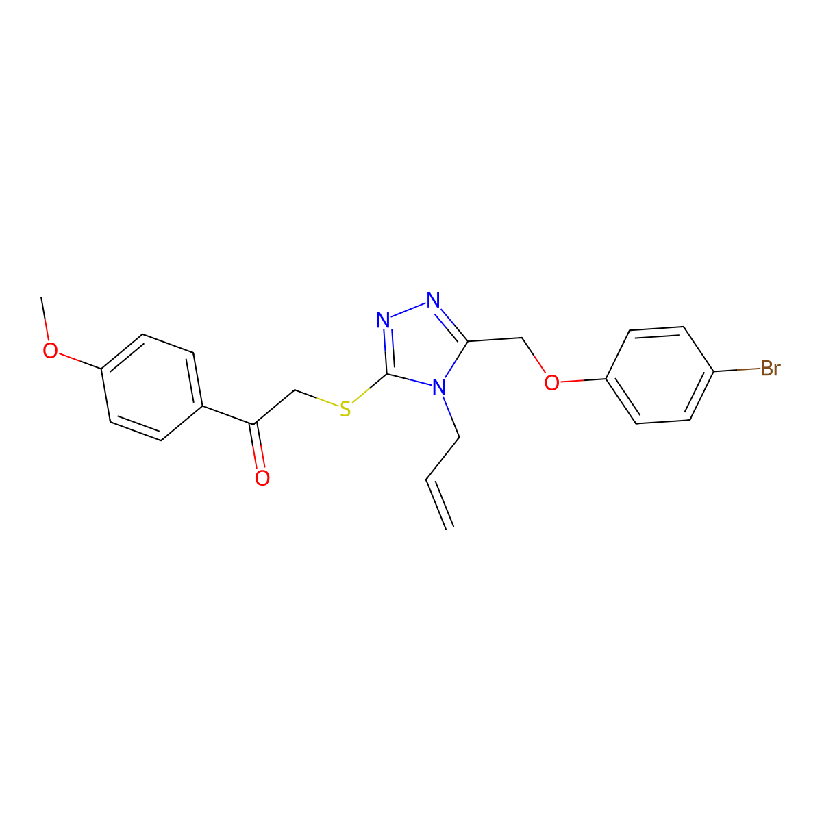 2-({4-allyl-5-[(4-bromophenoxy)methyl]-4H-1,2,4-triazol-3-yl}sulfanyl)-1-(4-methoxyphenyl)ethanone molecular structure, CAS 307325-85-5