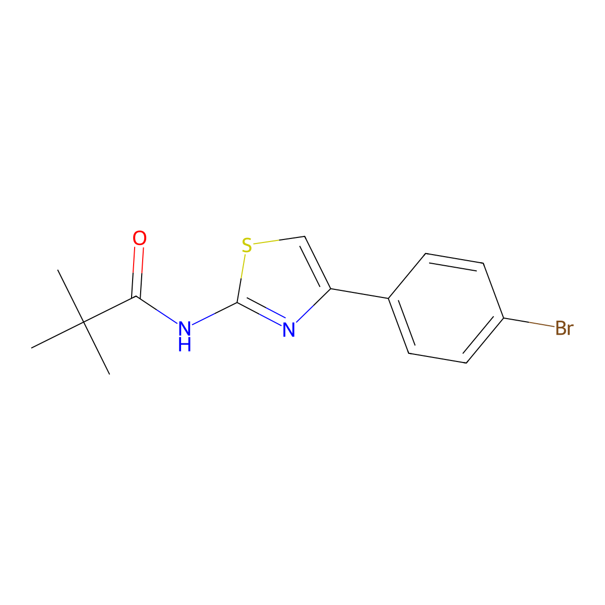 N-[4-(4-bromophenyl)-1,3-thiazol-2-yl]-2,2-dimethylpropanamide molecular structure, CAS 307325-96-8