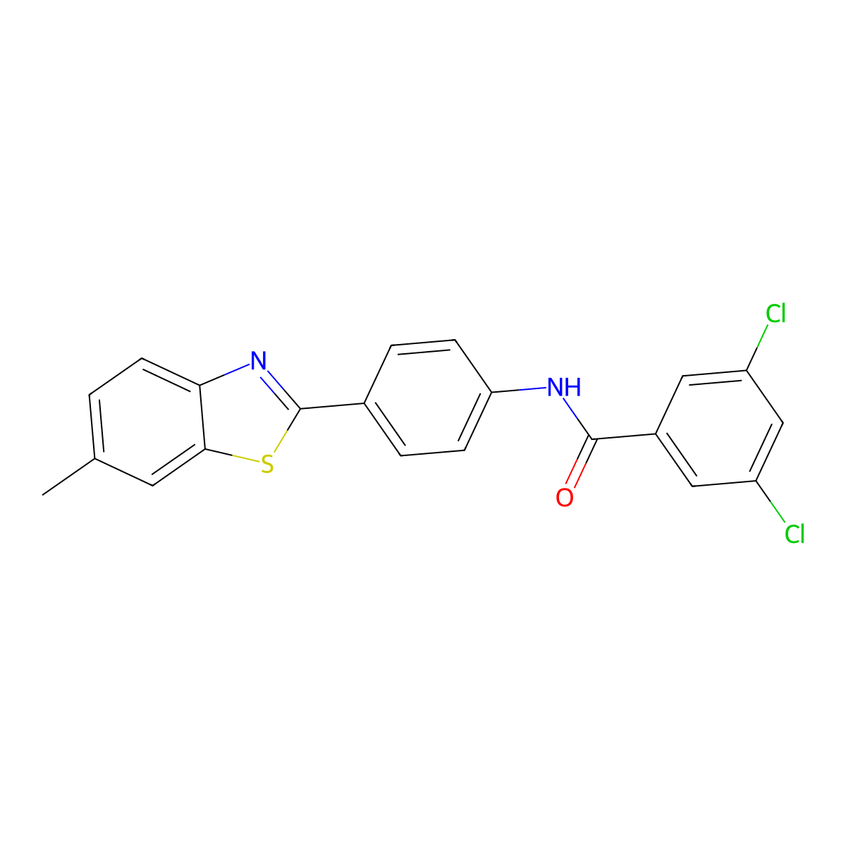 3,5-dichloro-N-[4-(6-methyl-1,3-benzothiazol-2-yl)phenyl]benzamide molecular structure, CAS 307325-98-0