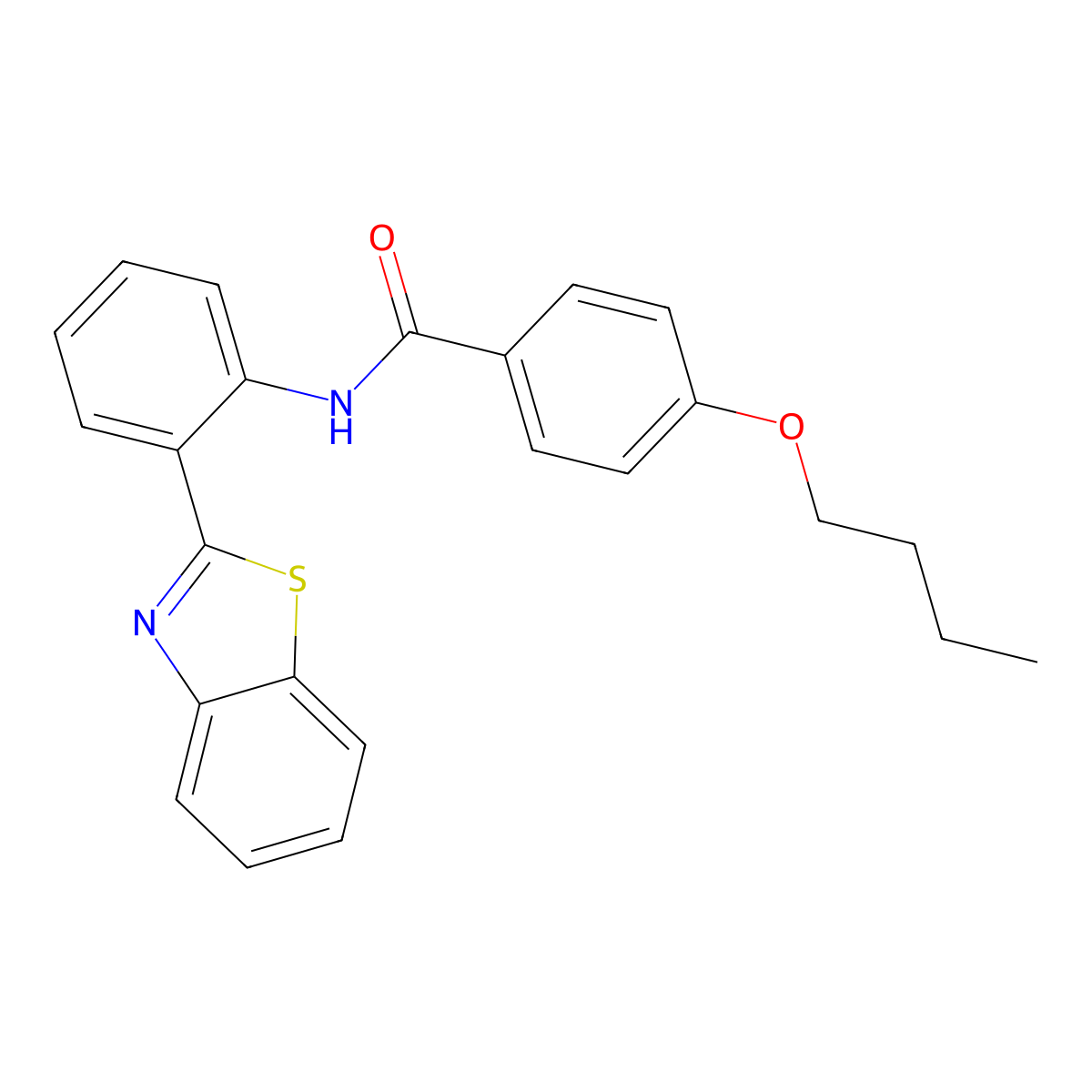 N-[2-(1,3-benzothiazol-2-yl)phenyl]-4-butoxybenzamide molecular structure, CAS 307326-06-3