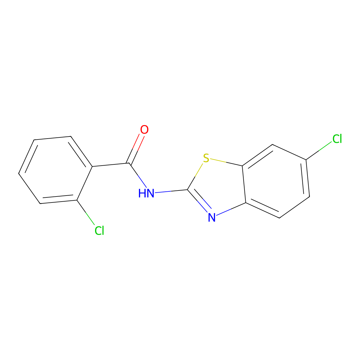 2-chloro-N-(6-chloro-1,3-benzothiazol-2-yl)benzamide molecular structure, CAS 307326-16-5