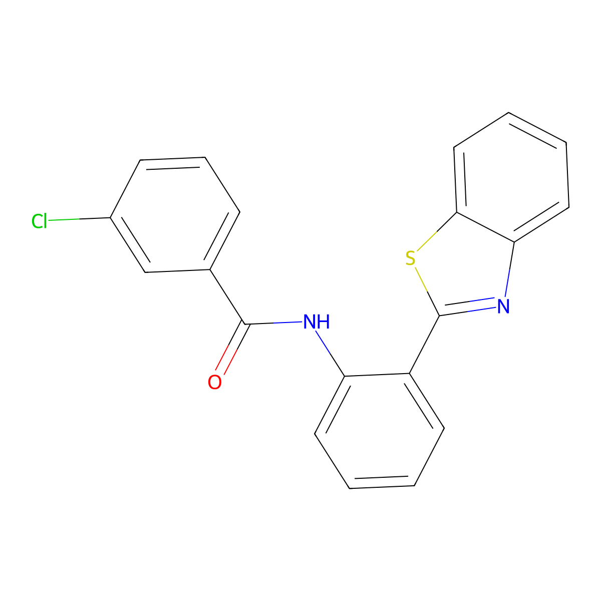 N-[2-(1,3-benzothiazol-2-yl)phenyl]-3-chlorobenzamide molecular structure, CAS 307326-18-7