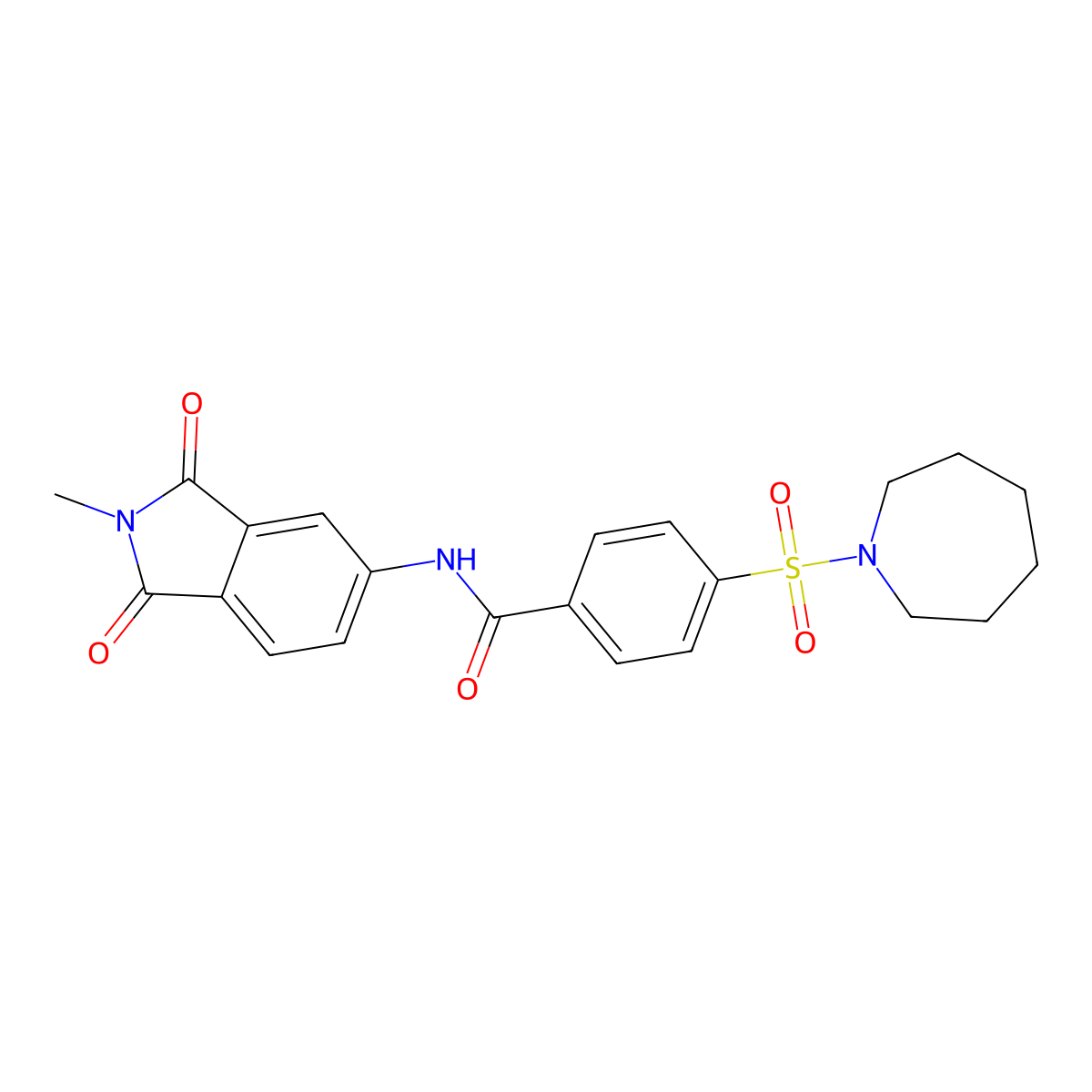 4-(azepan-1-ylsulfonyl)-N-(2-methyl-1,3-dioxoisoindolin-5-yl)benzamide molecular structure, CAS 307326-21-2