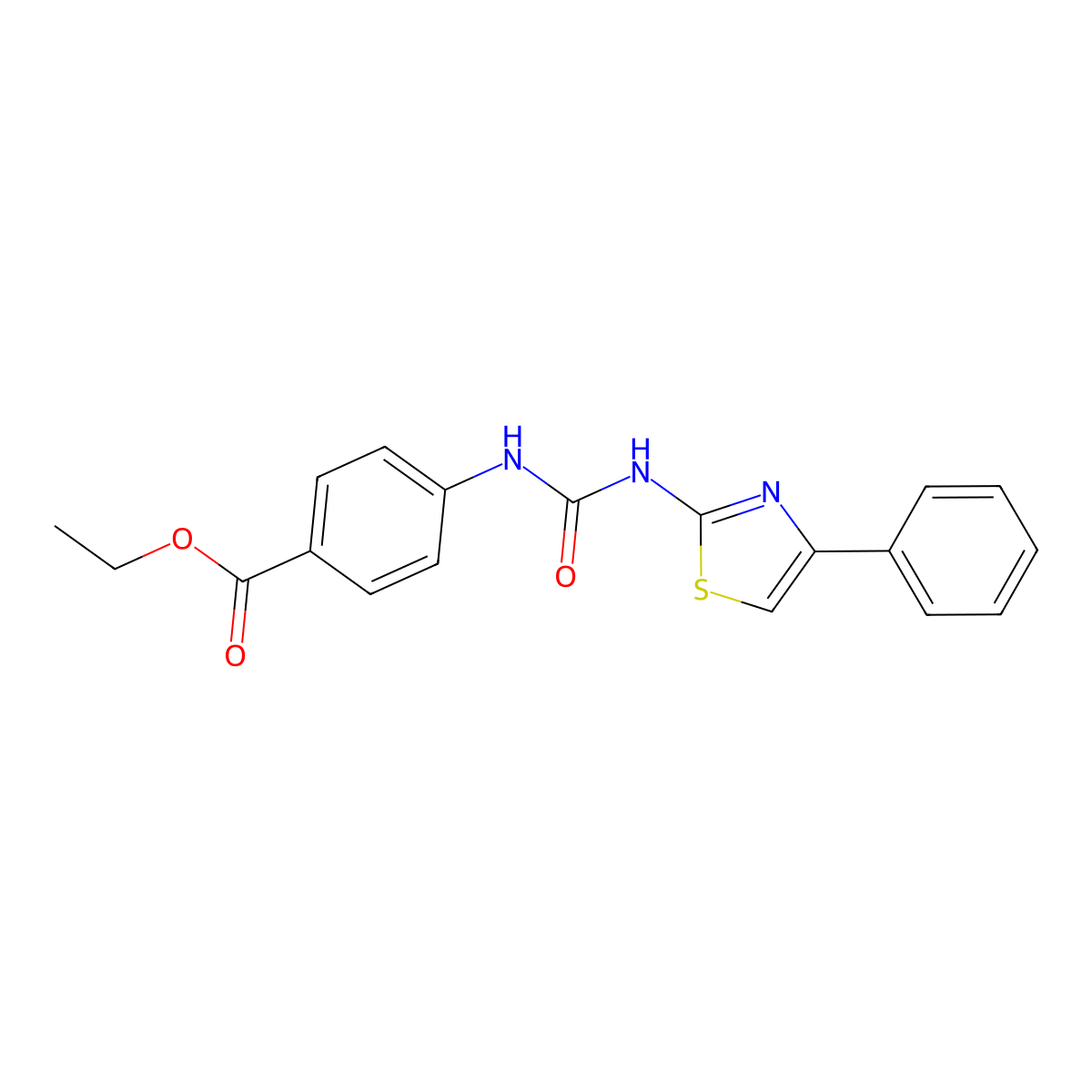 Ethyl 4-(3-(4-phenylthiazol-2-yl)ureido)benzoate molecular structure, CAS 307326-28-9